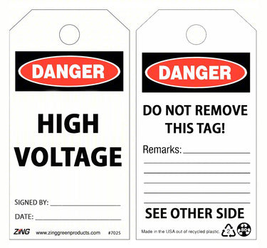 Danger High Voltage Safety Tags, 10/pk